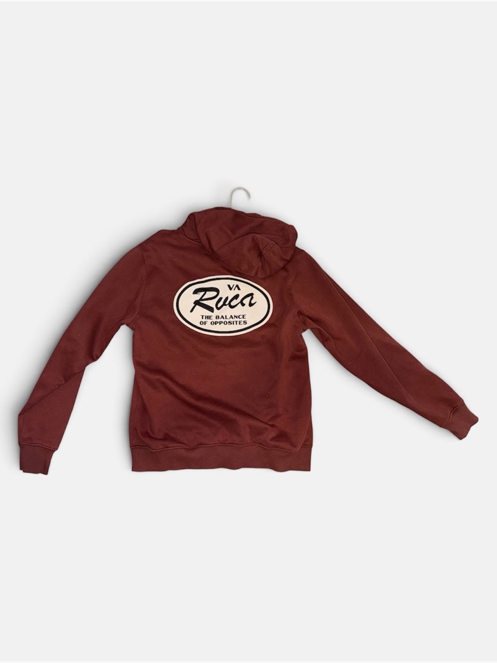 RVCA Men's Maroon Hoodie with Contrast Oval Logo